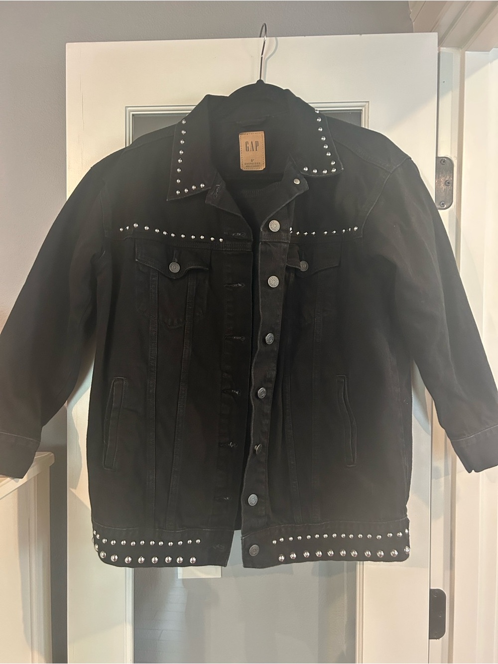 GAP Women’s Black Studded Denim Jacket - Silver Accents